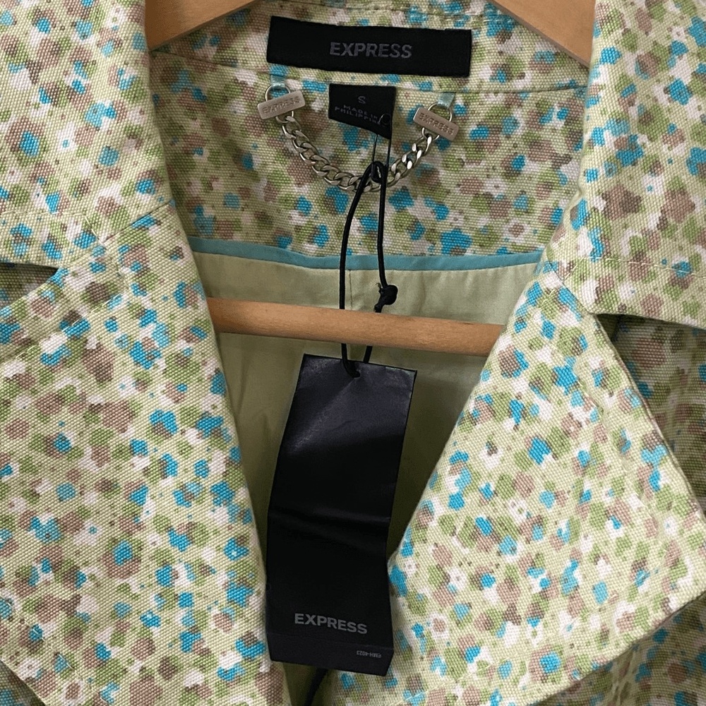 Vintage 90s Express Trench Coat Jacket Size Small Floral Spring New With Tags - Picture 4 of 7